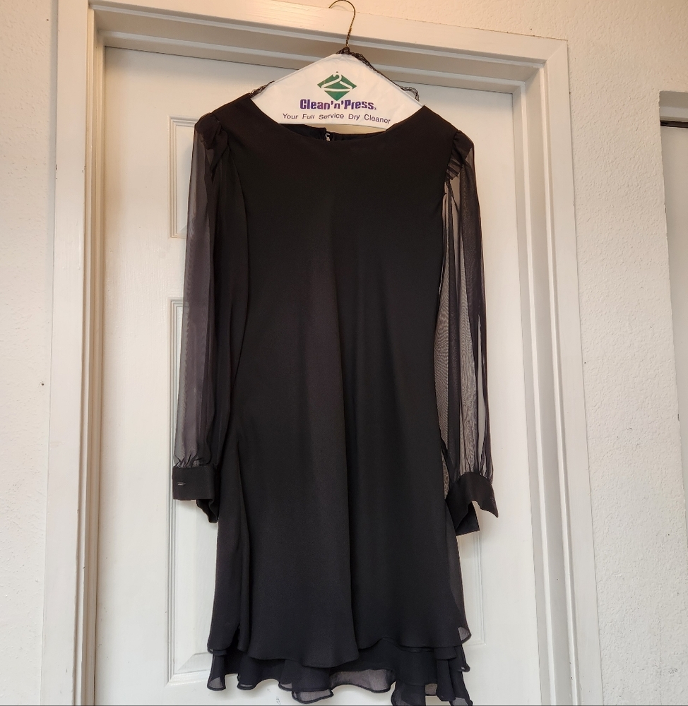 Elegant Black Sheer Sleeve Dress